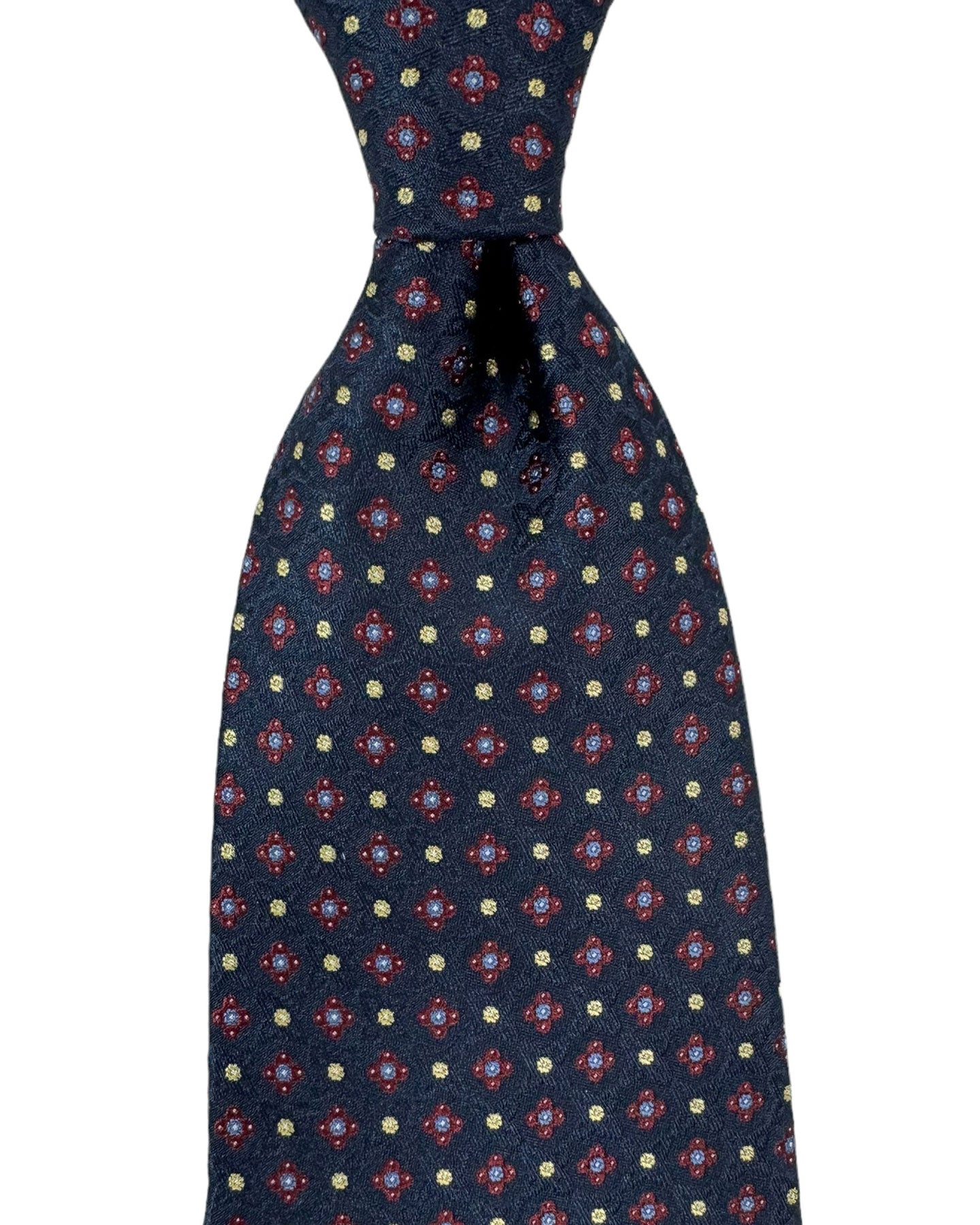 Stefano Ricci Silk Tie Black Blue Bordeaux Micro Pattern Design