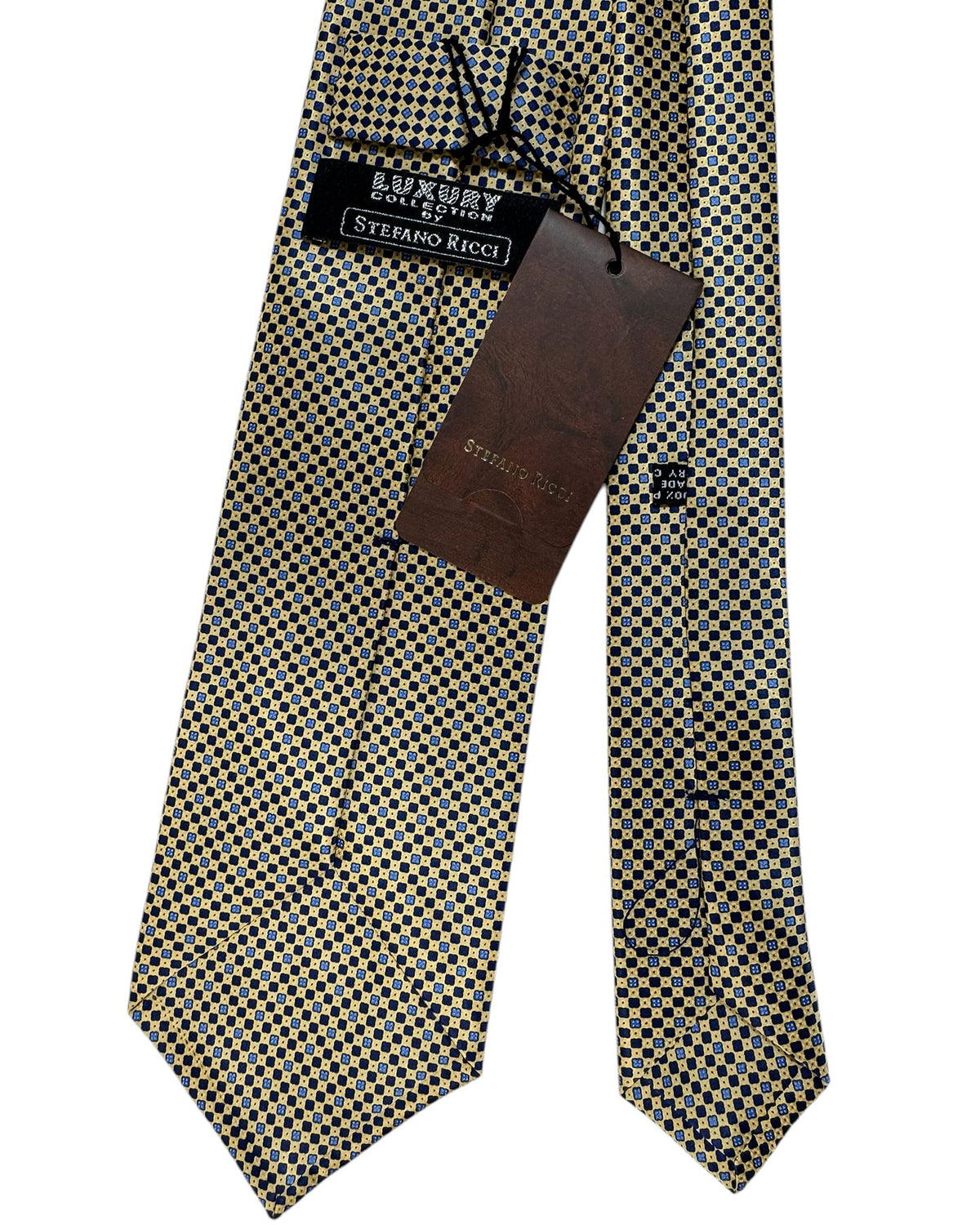 Stefano Ricci Tie Yellow Blue Navy Geometric SALE