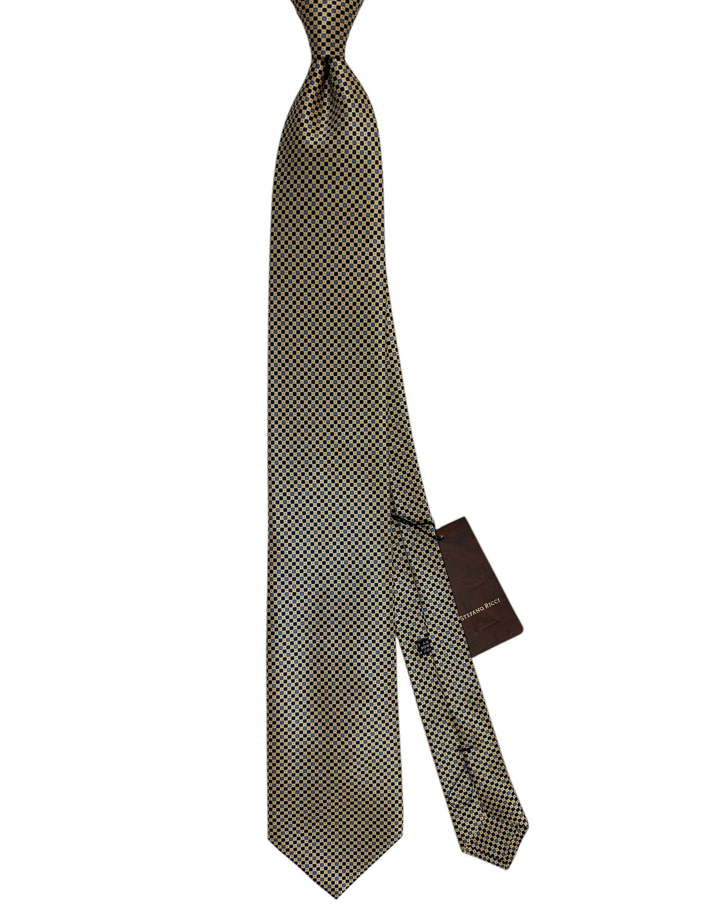 Stefano Ricci Tie Yellow Blue Navy Geometric