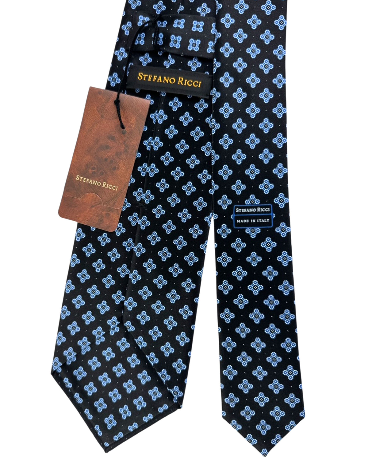 Stefano Ricci Silk Tie Black Royal Blue Design