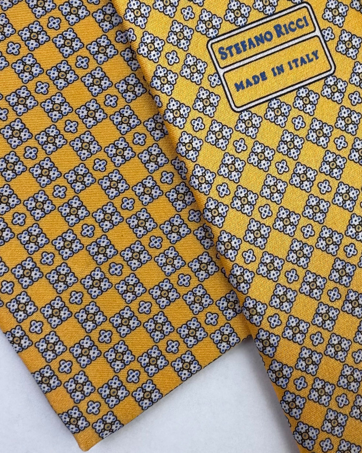 Stefano Ricci Tie Orange Orange Silver Pattern
