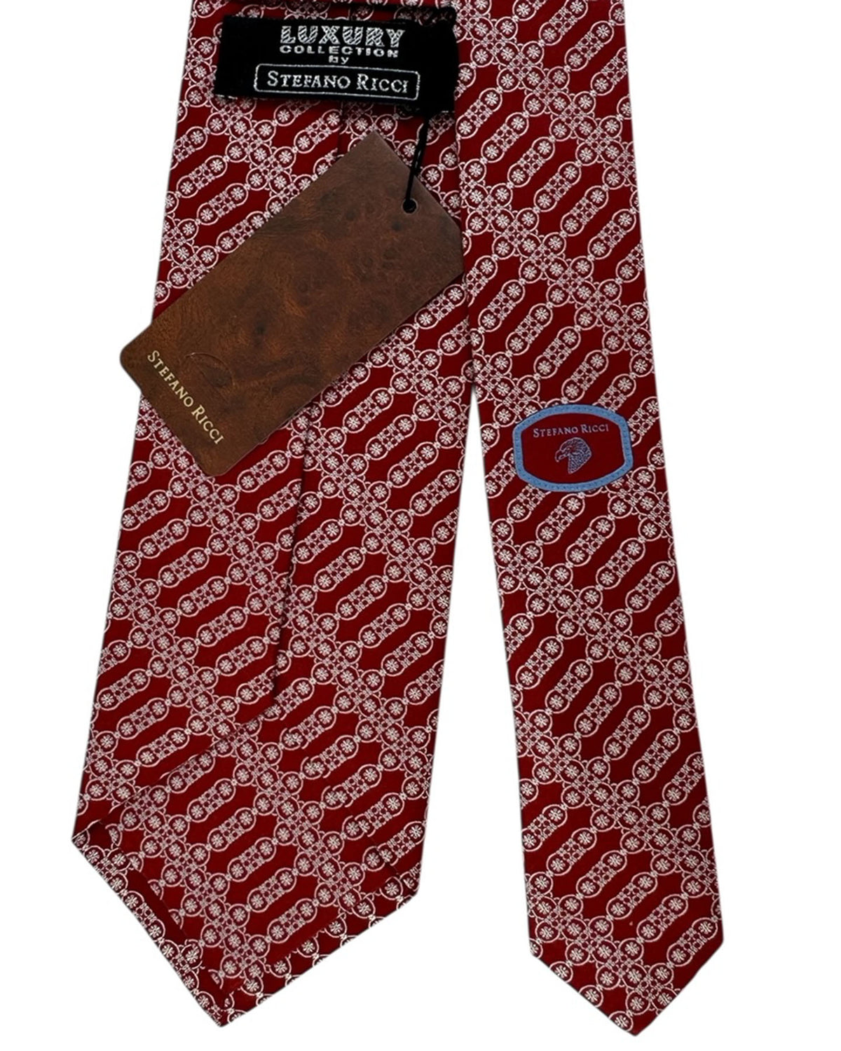 Stefano Ricci Burgundy Tie With White Circles