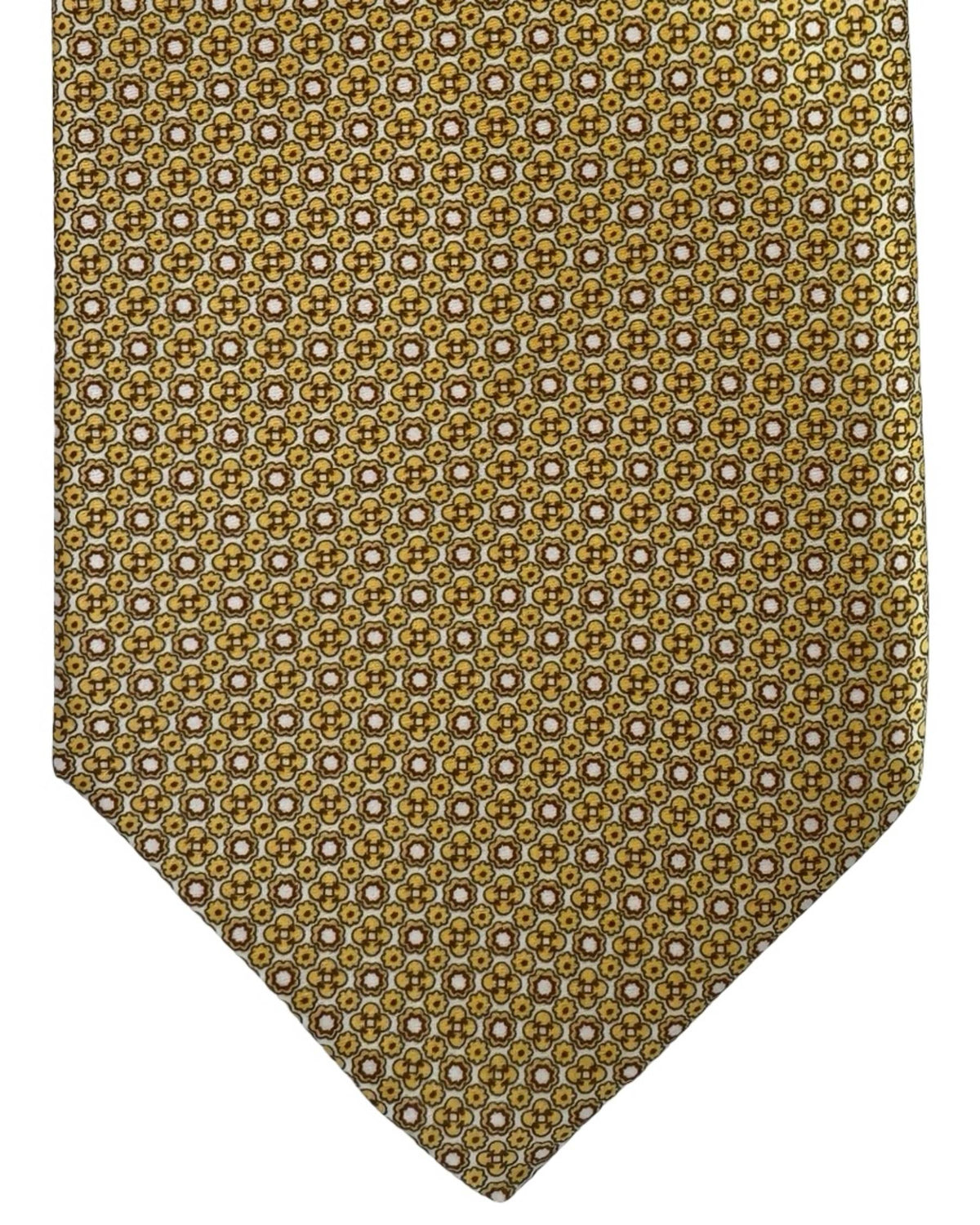 Stefano Ricci Tie Orange Brown Tan Mini Floral Pattern