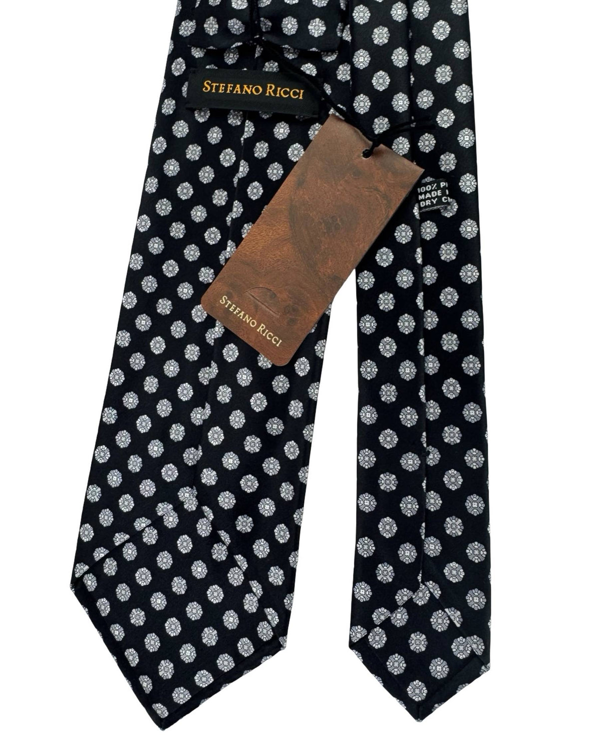 Stefano Ricci Tie Black Gray Geometric