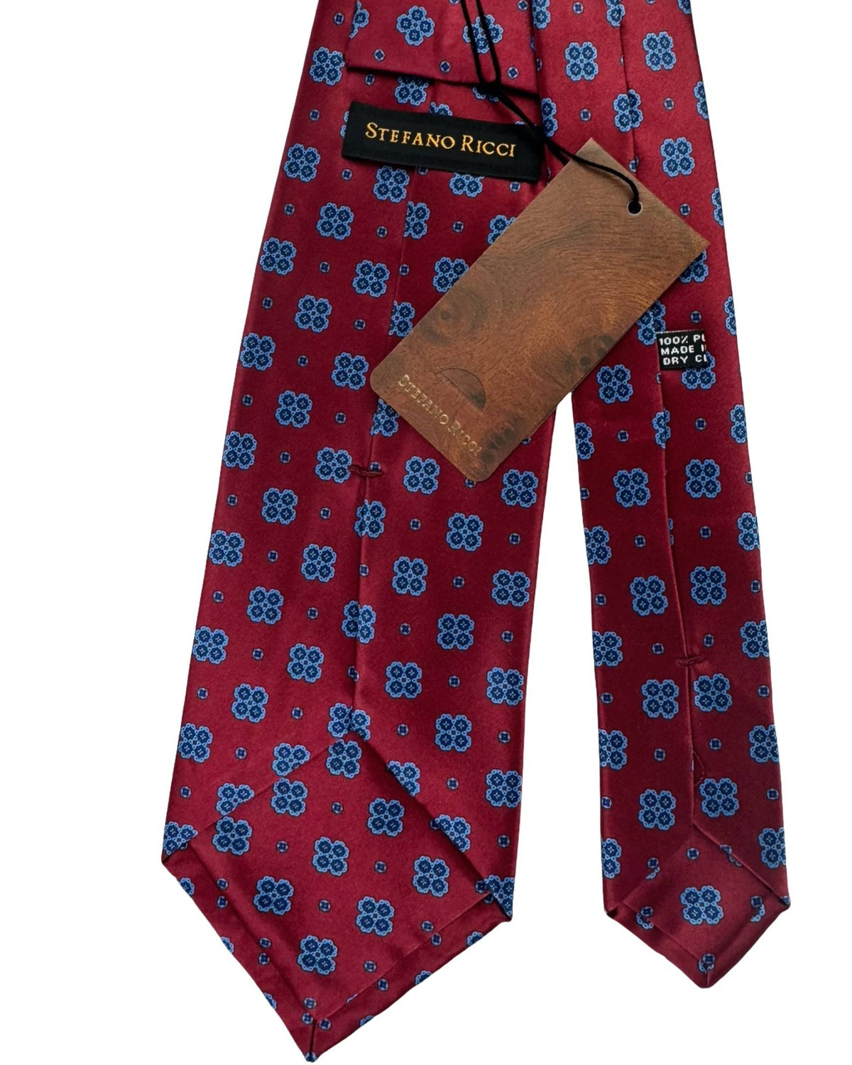 Stefano Ricci Tie Bordeaux Blue Geometric