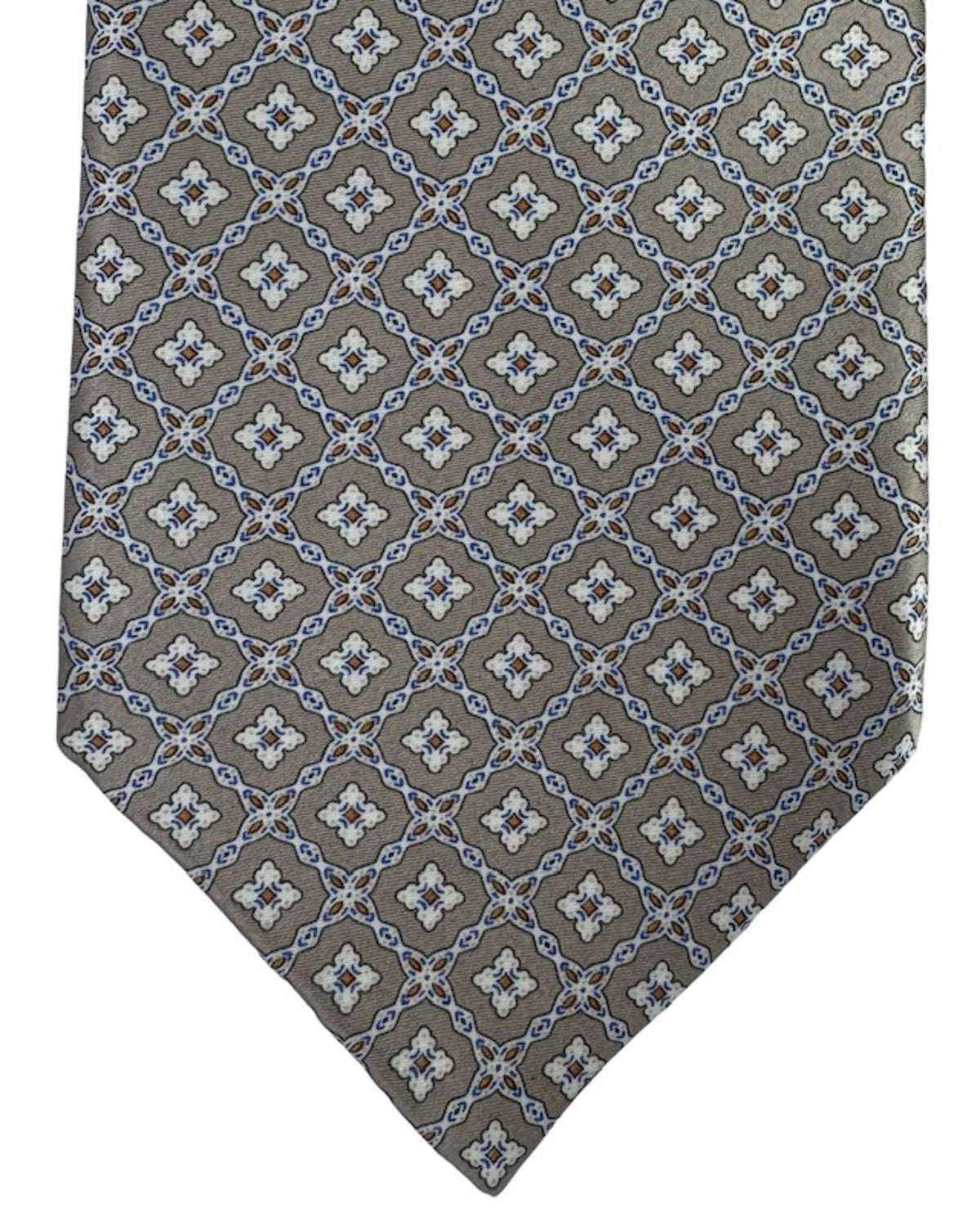 Stefano Ricci Tie Taupe Tan Light Blue Geometric Design