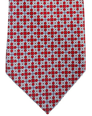 Stefano Ricci Tie Bordeaux Silver Mini Circle and Square Design