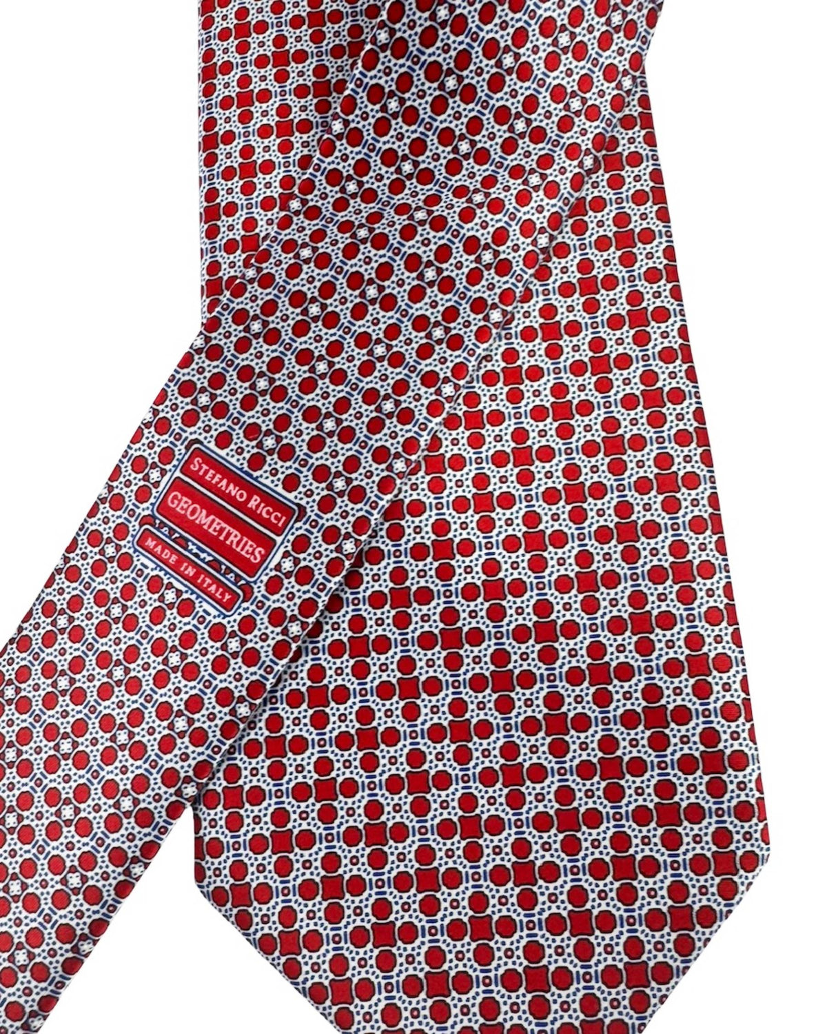 Stefano Ricci Tie Bordeaux Silver Mini Circle and Square Design