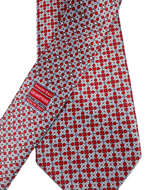 Stefano Ricci Tie Bordeaux Silver Mini Circle and Square Design