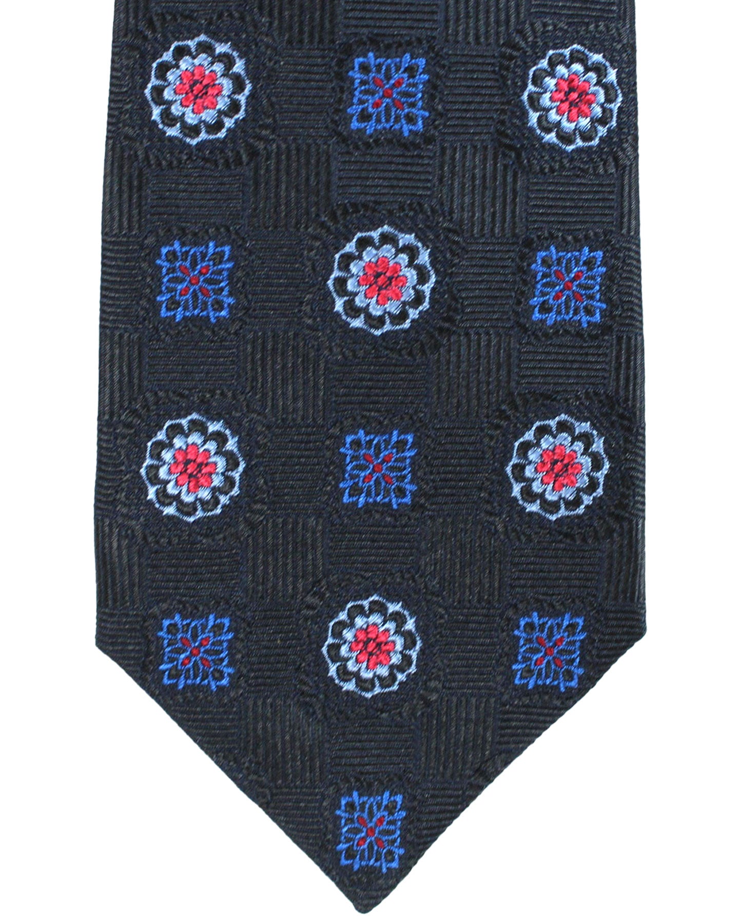 Sartorio Sevenfold Tie Dark Blue Medallions - Narrow Cut
