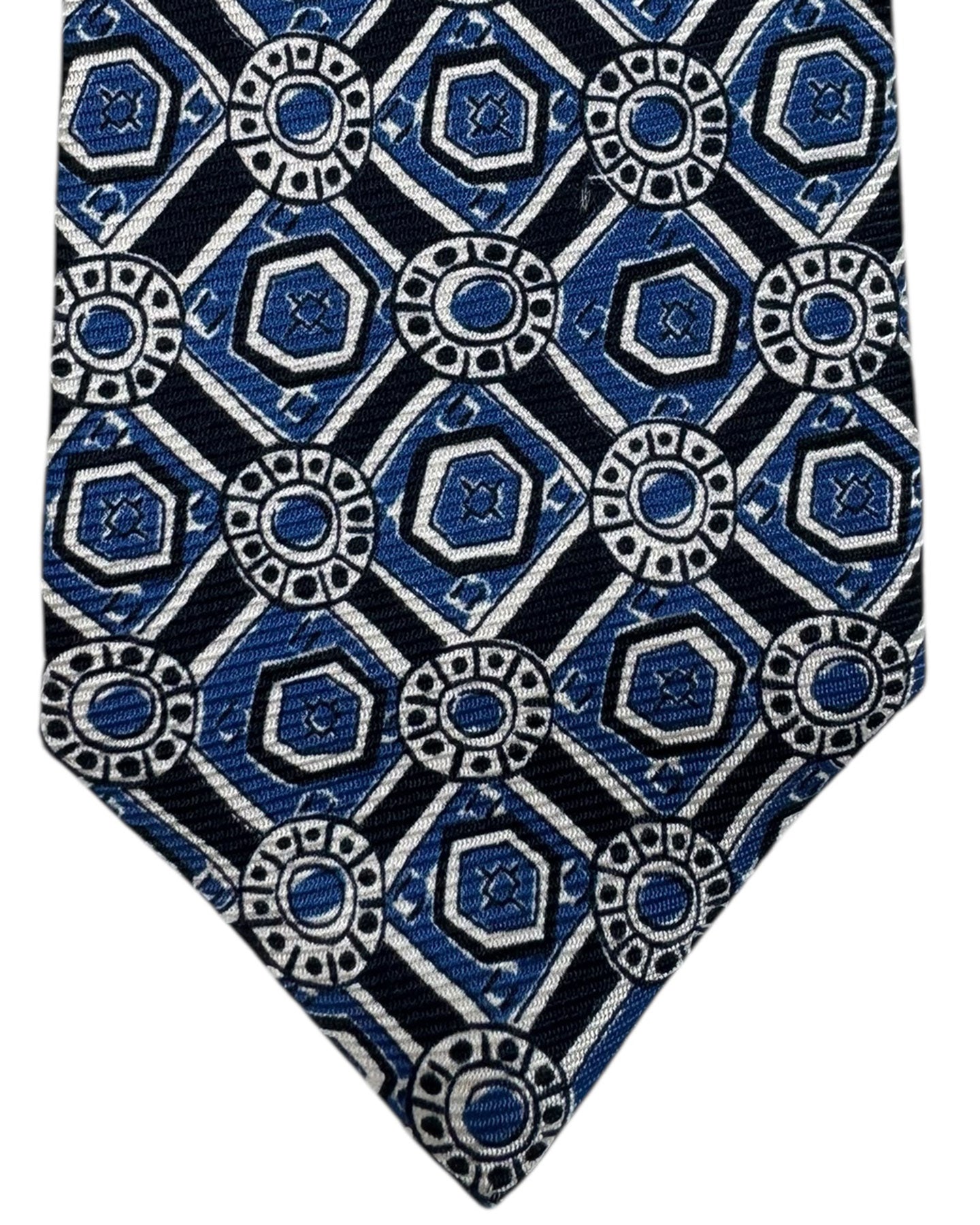 Sartorio Napoli Sevenfold Tie Dark Blue White Design