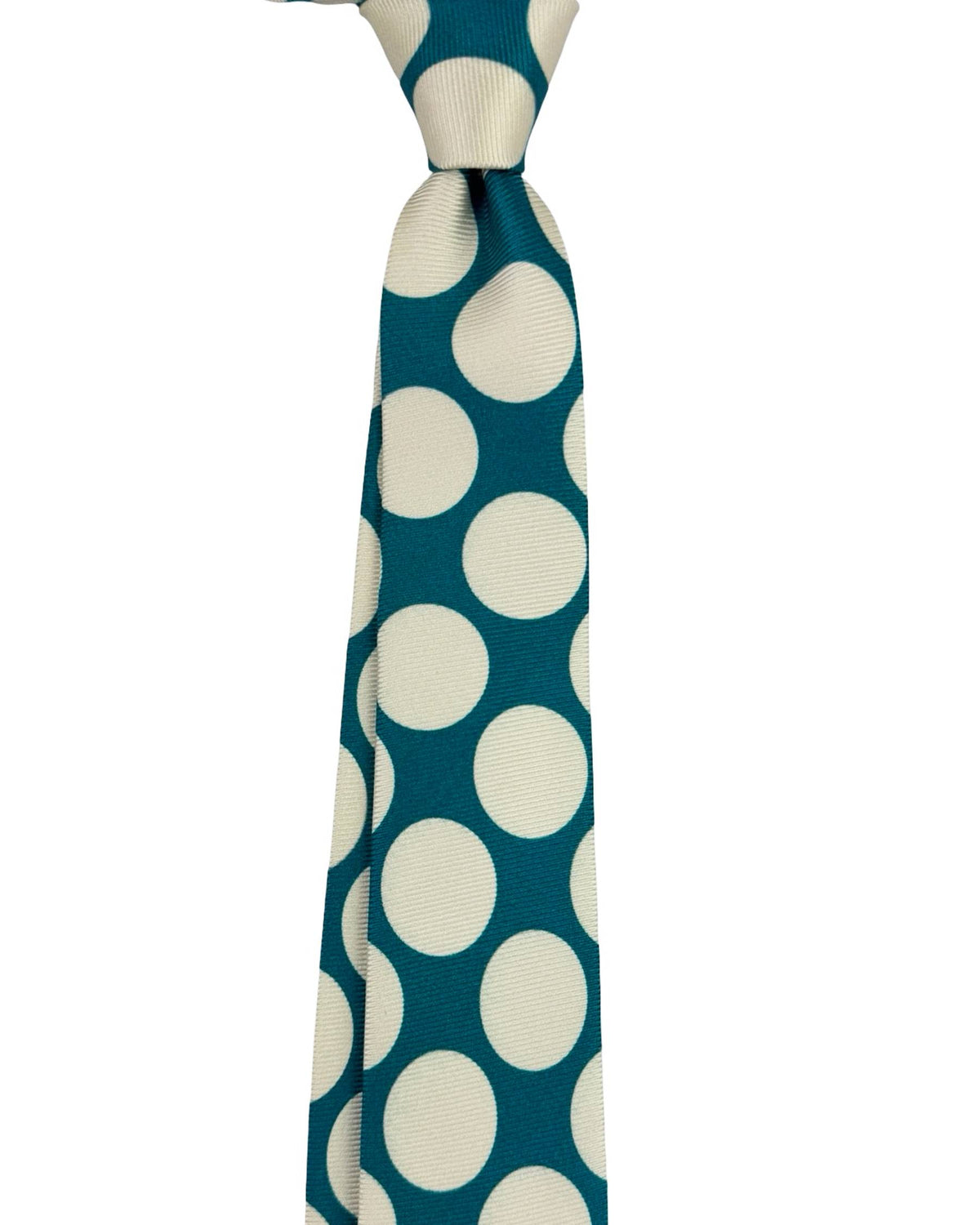 Sartorio Napoli Sevenfold Tie Petrol White Large Dots