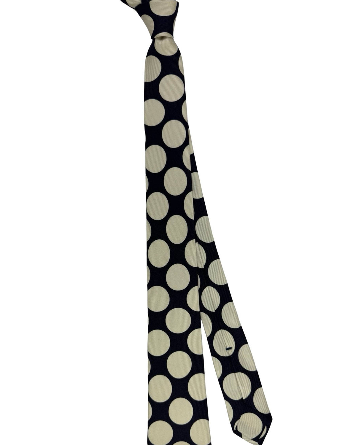 Sartorio Napoli Sevenfold Tie Dark Navy White Large Dots