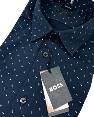 Hugo Boss Sport Shirt Midnight Blue Pattern - Slim Fit XXXL REDUCED - SALE
