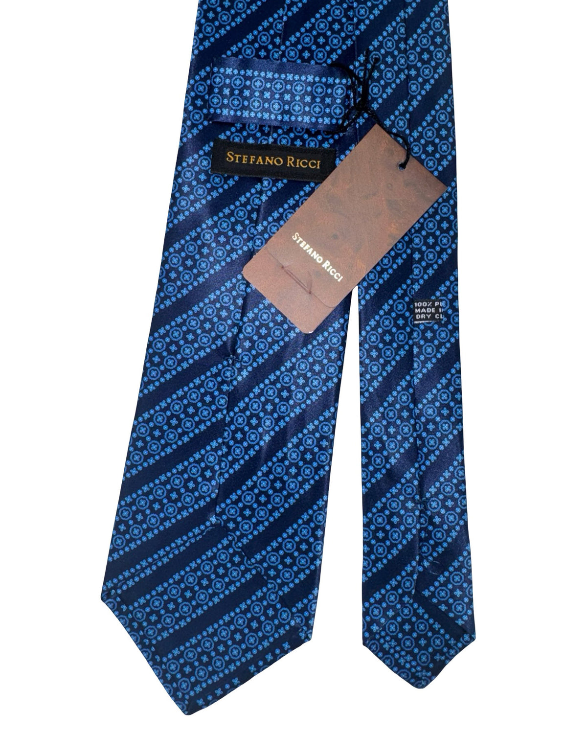 New Stefano Ricci Tie Dark Blue Patterned Stripes