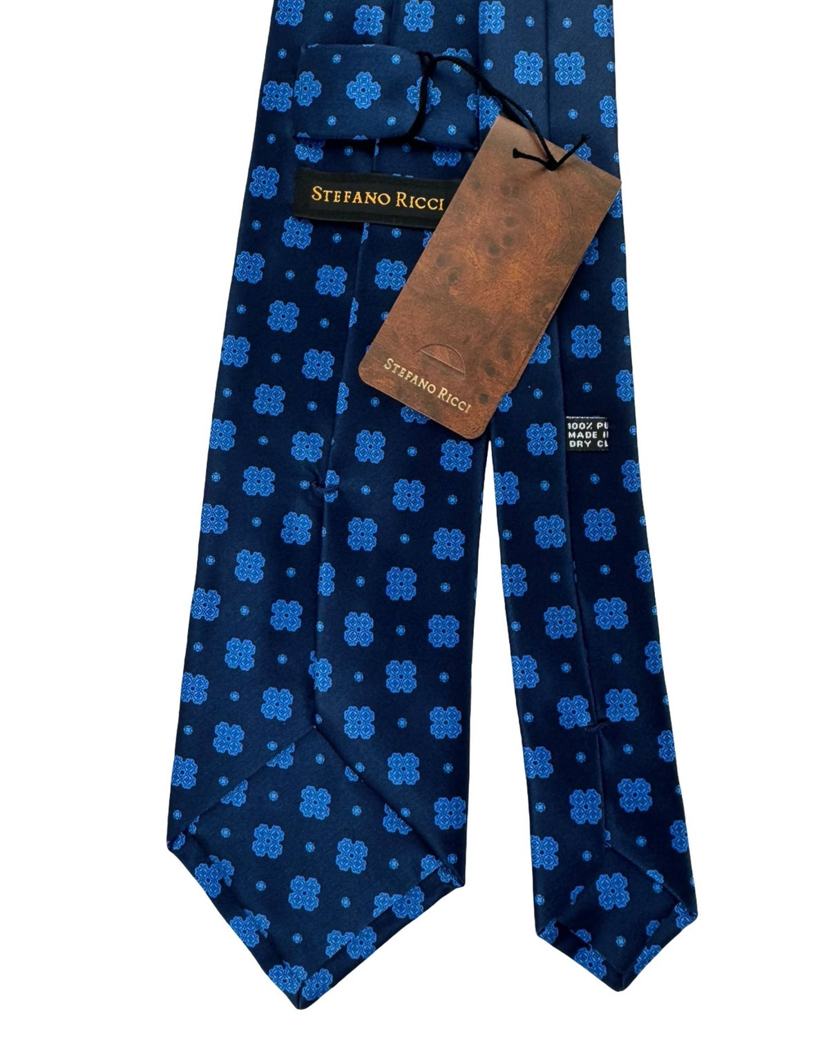 Stefano Ricci Tie Navy Blue Blue Geometric Design