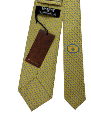 Stefano Ricci Tie Mustard Gray Blue Geometrics Stripes
