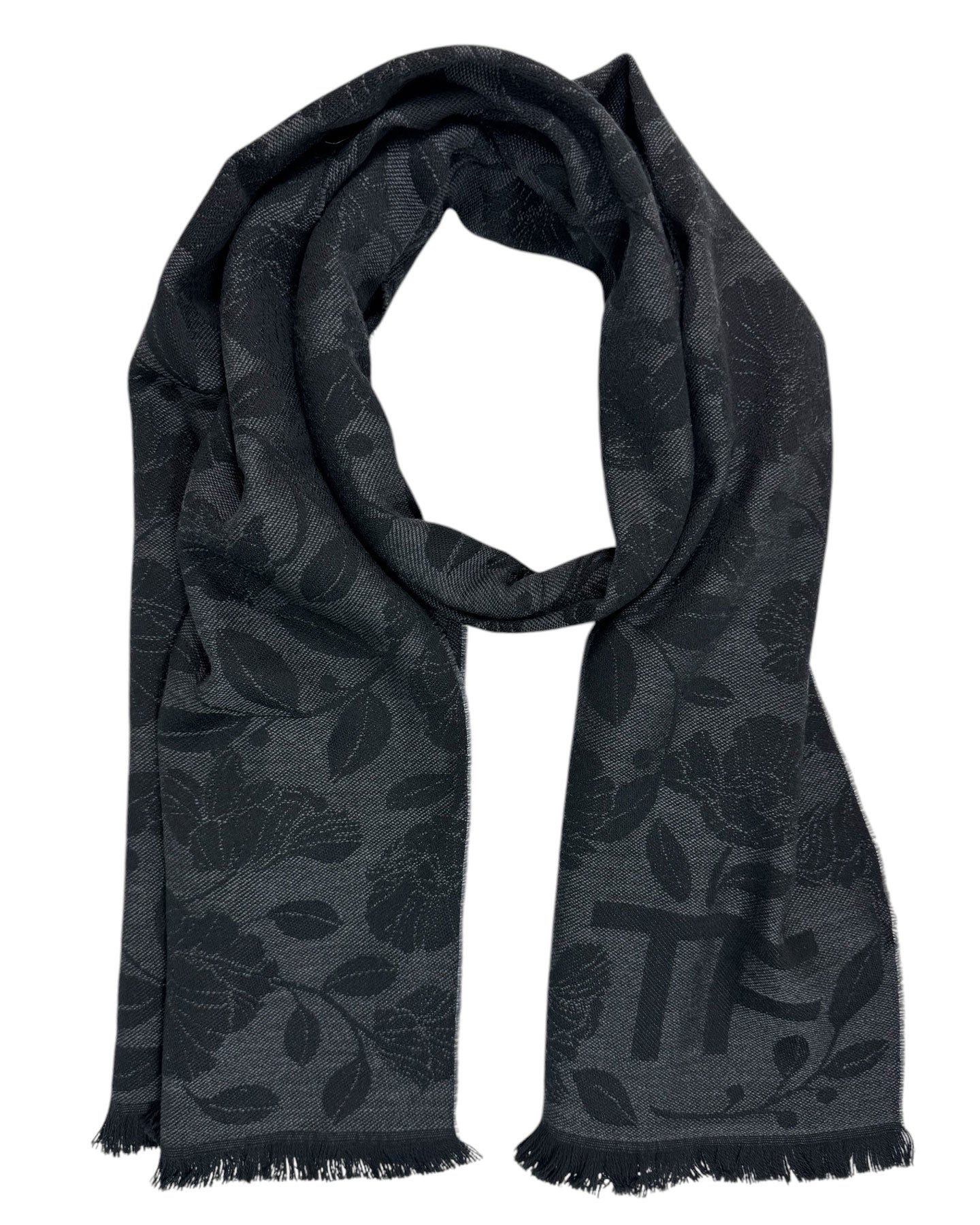 Tom Ford Scarf Black Gray Floral