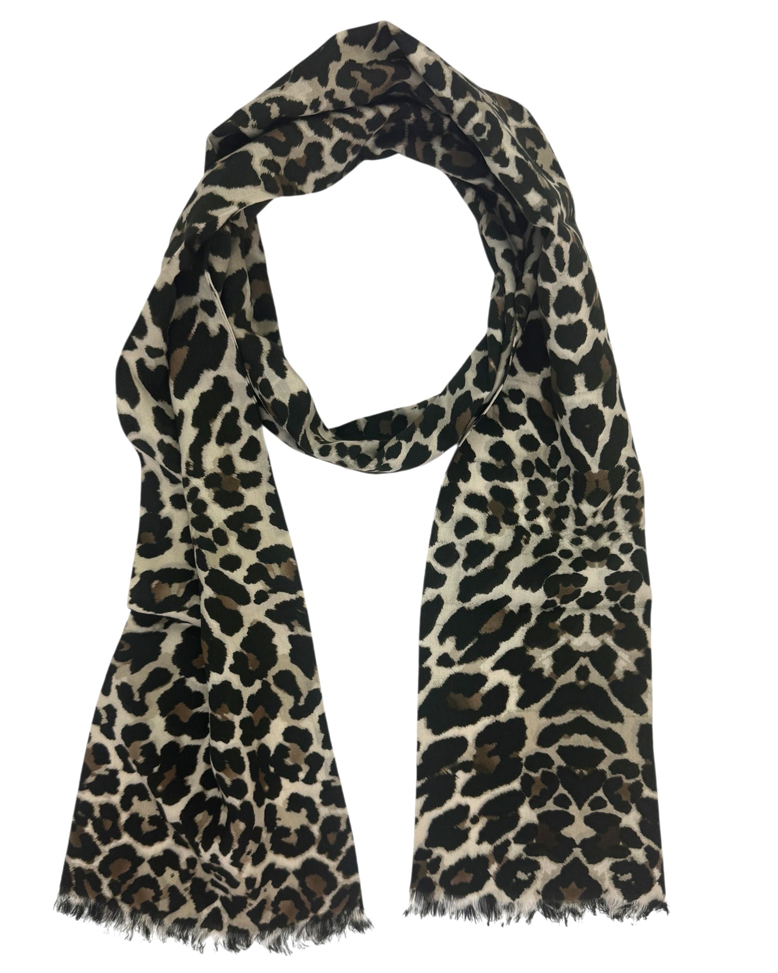 Tom Ford Scarf Beige Brown Black Leopard Design