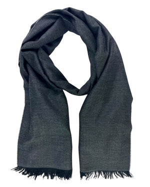 Tom Ford Scarf Gray Black Solid Herringbone - Cashmere Silk Shawl