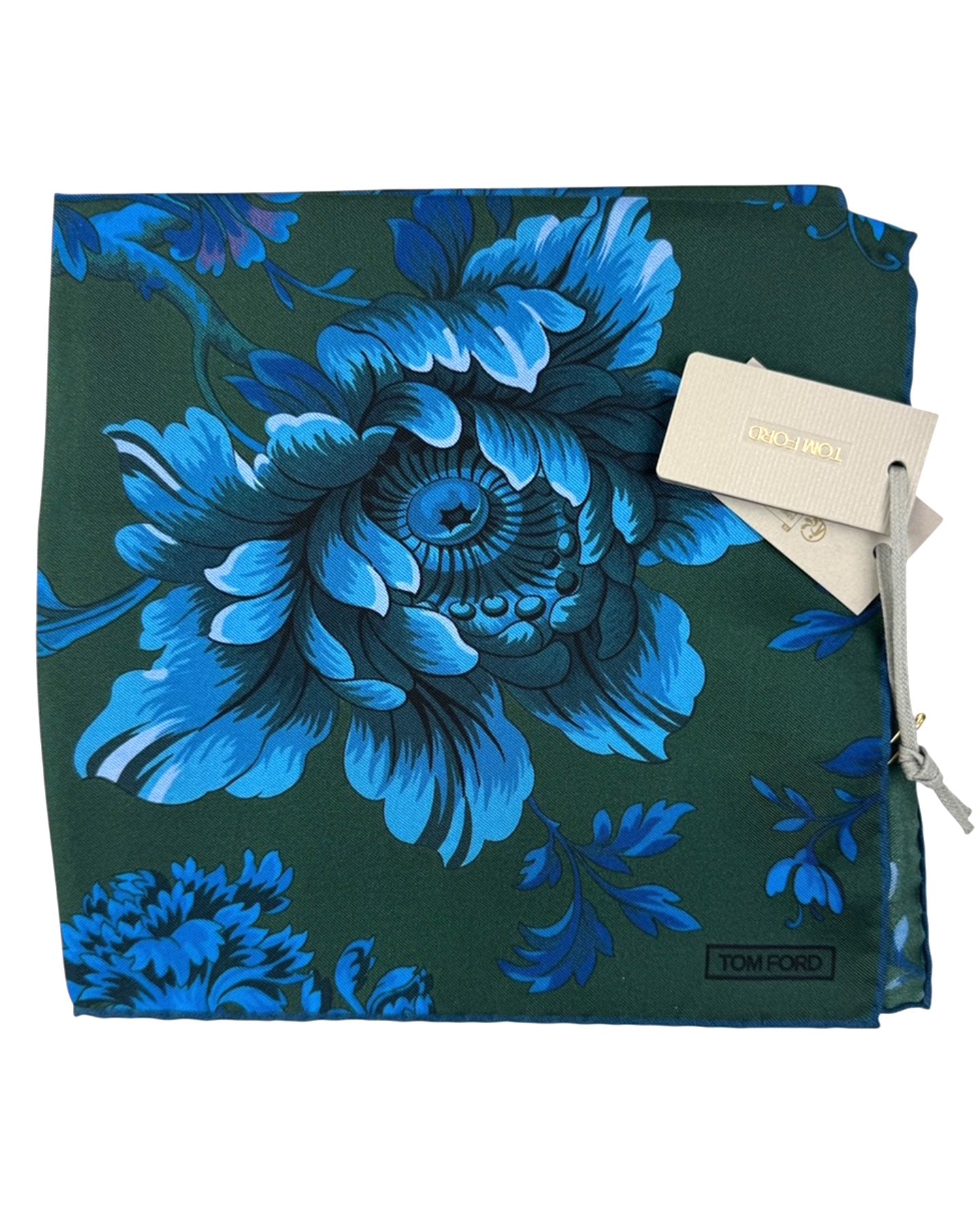 Tom Ford Pocket Square Green Royal Blue Floral