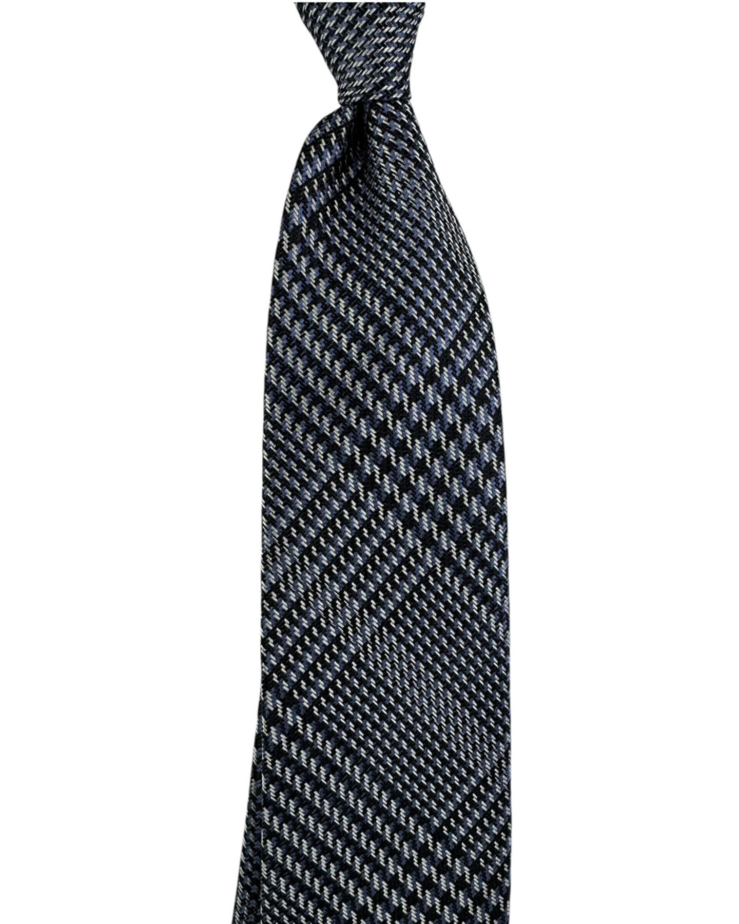 Tom Ford Silk Tie Black Silver Lavender Plaid Check - Wide Necktie