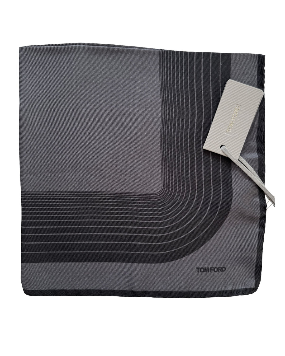 Tom Ford Silk Pocket Square Gray Stripe Frame