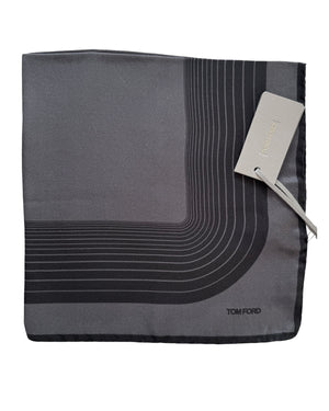 Tom Ford Silk Pocket Square Gray Stripe Frame
