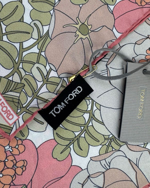 Tom Ford Silk Pocket Square Pink Floral