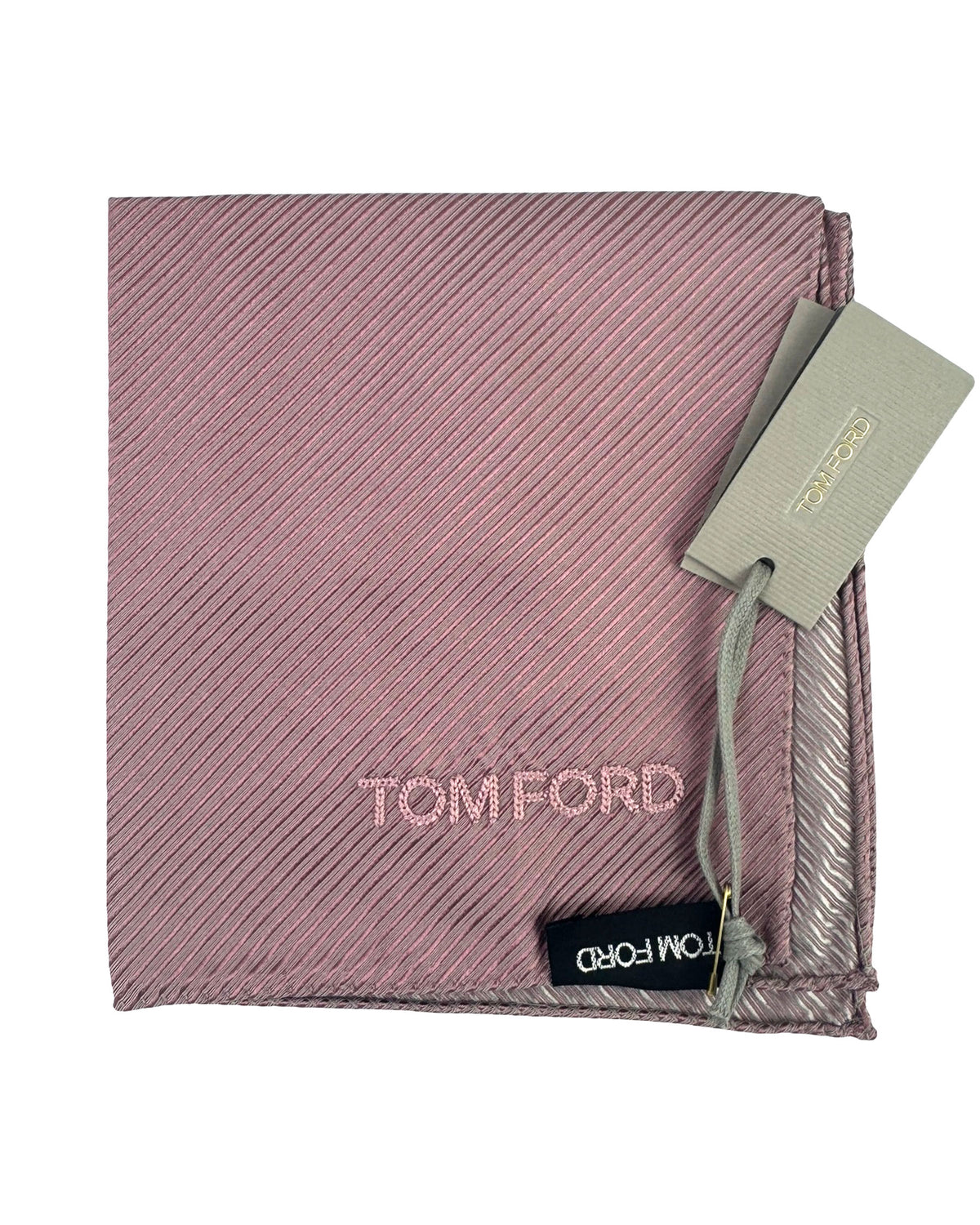 Tom Ford Silk Pocket Square Dust Pink Grosgrain SALE