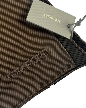 Tom Ford Silk Pocket Square Brown Grosgrain