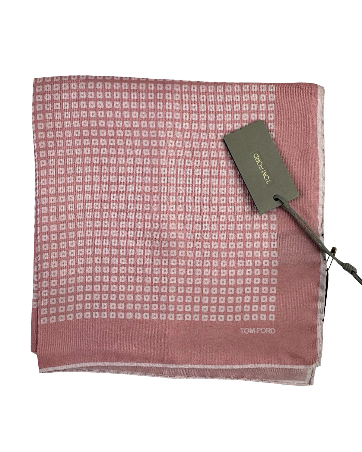 Tom Ford Silk Pocket Square Pink Geometric