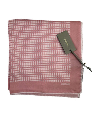 Tom Ford Silk Pocket Square Pink Geometric