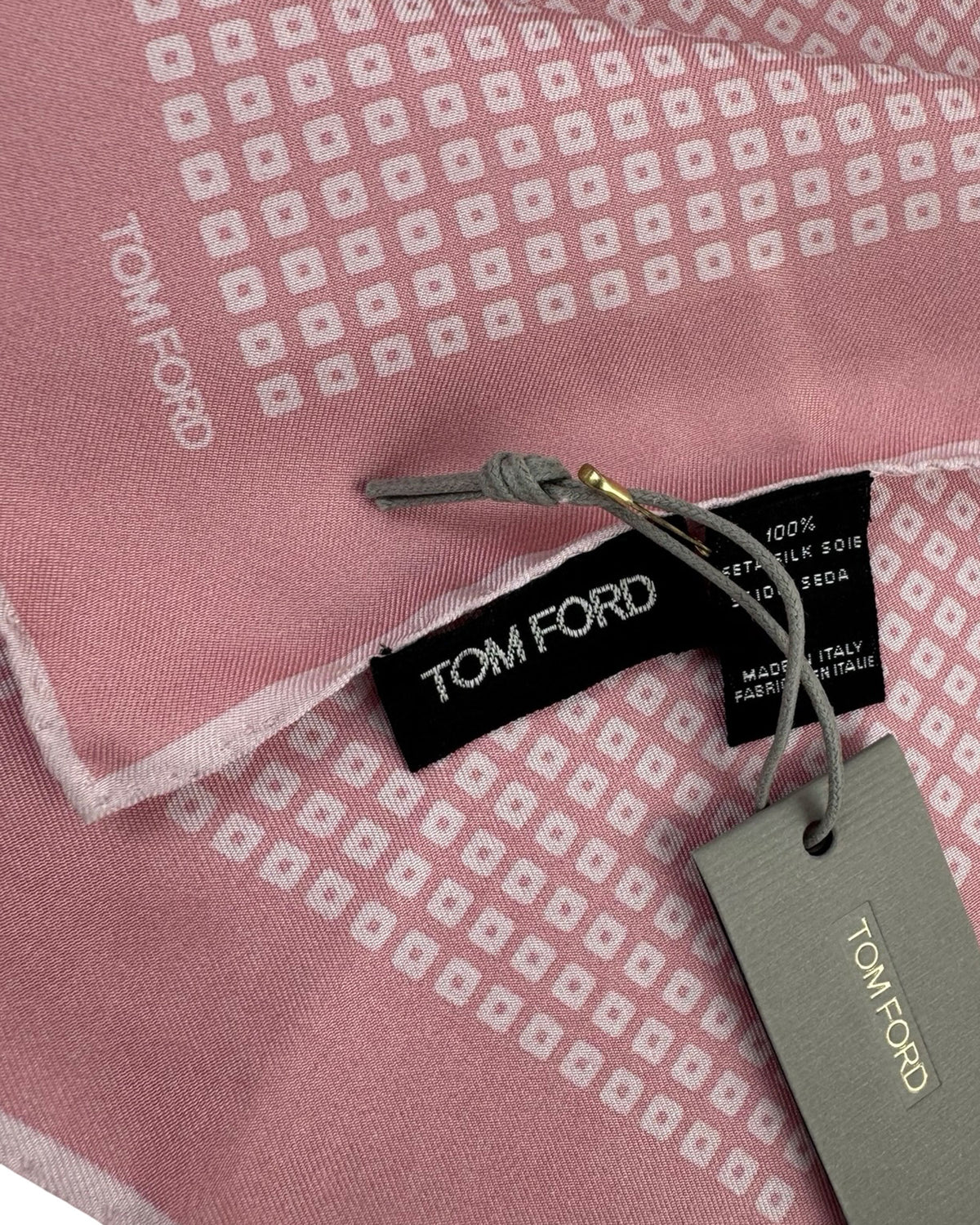 Tom Ford Silk Pocket Square Pink Geometric