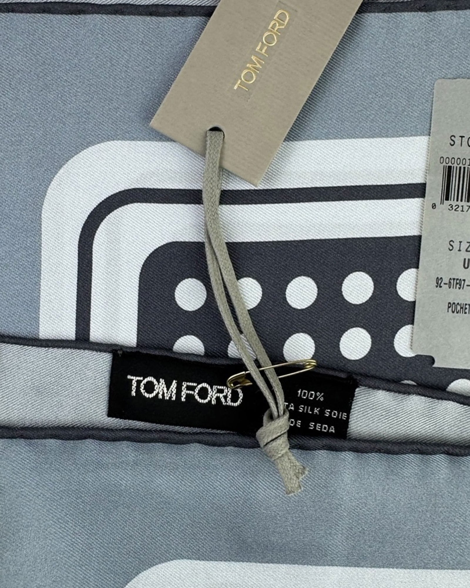 Tom Ford Silk Pocket Square Gray 