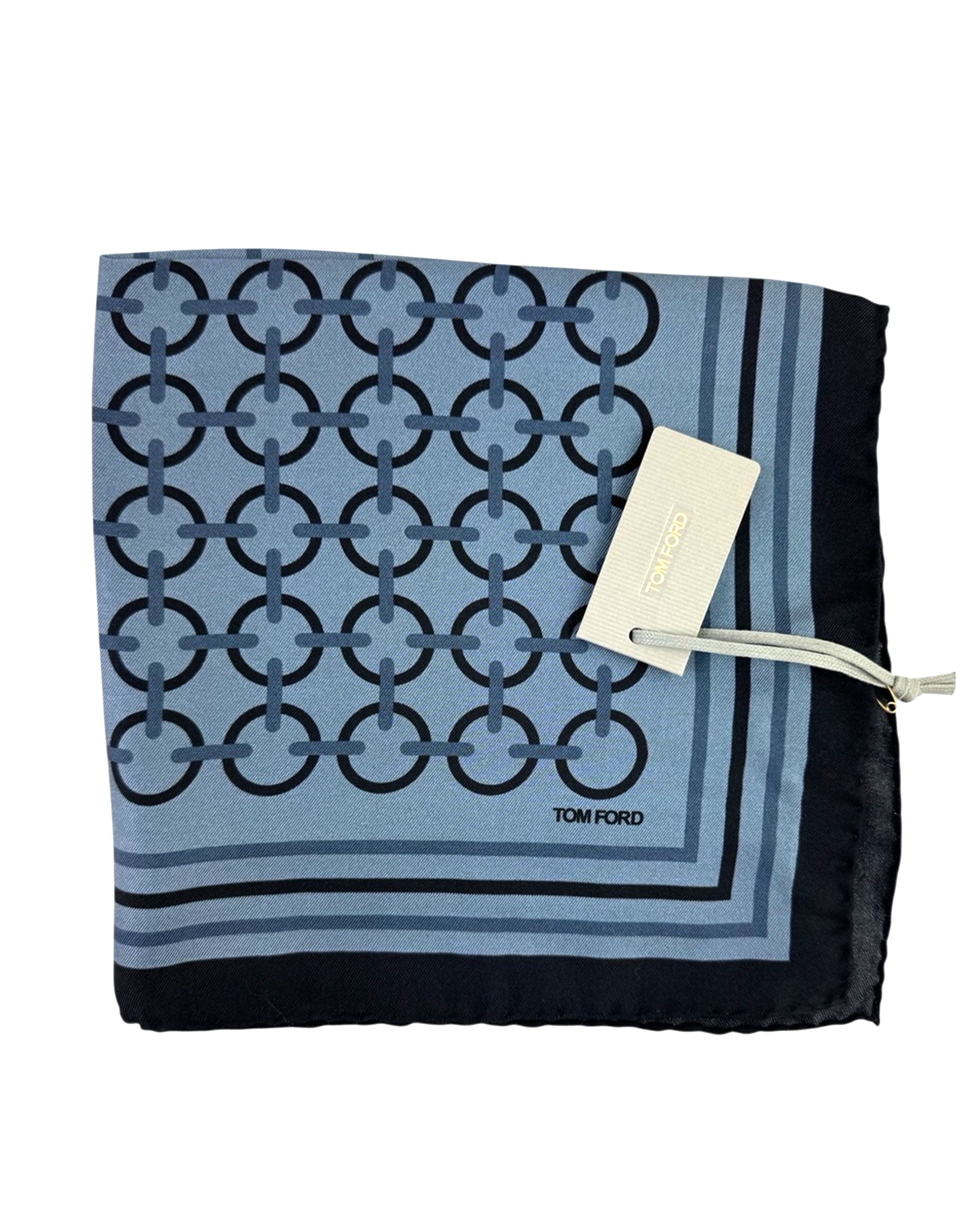 Tom Ford Silk Pocket Square Metal Gray Geometric Design