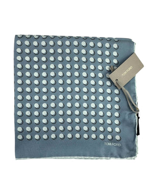 Tom Ford Silk Pocket Square Metal Gray Polka Dots