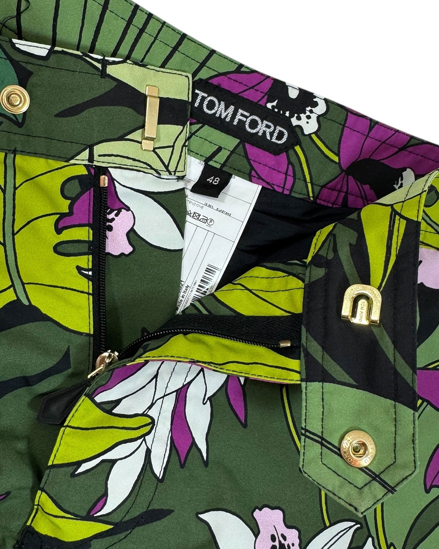 Tom Ford Swimwear Green Pink Purple Floral Men Swim Shorts