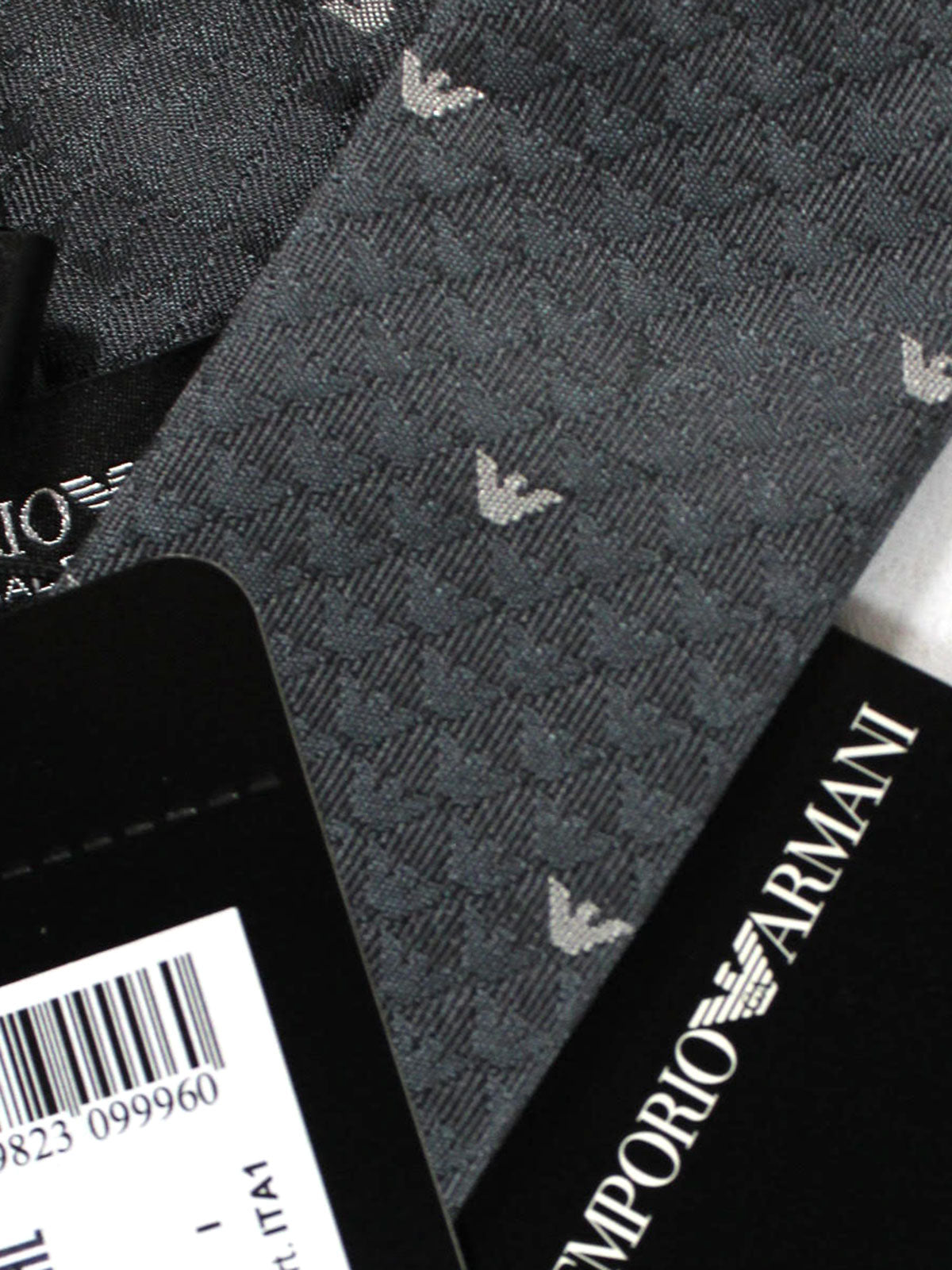 Armani Tie Gray Logos