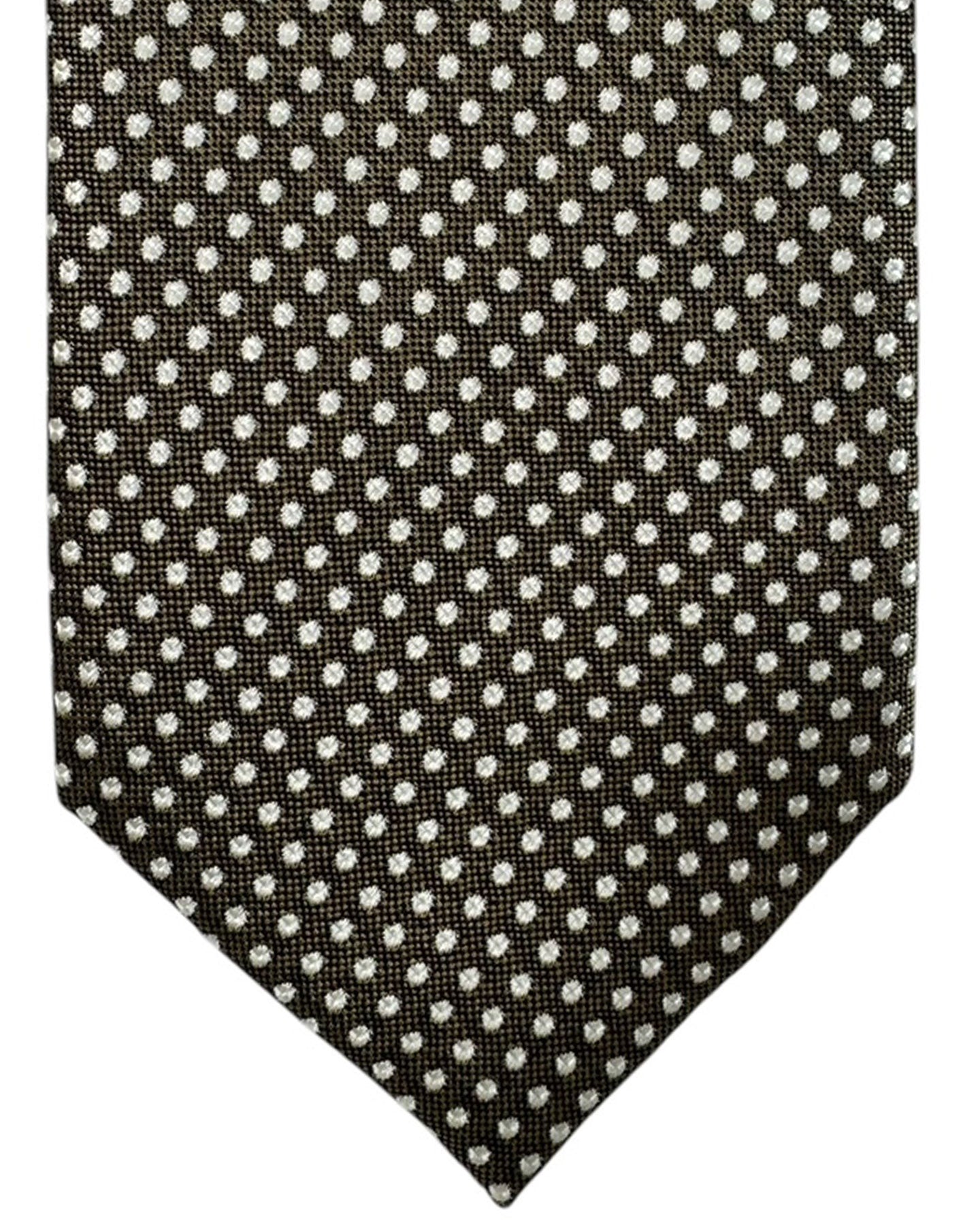 Tom Ford Tie Olive Silver Dots