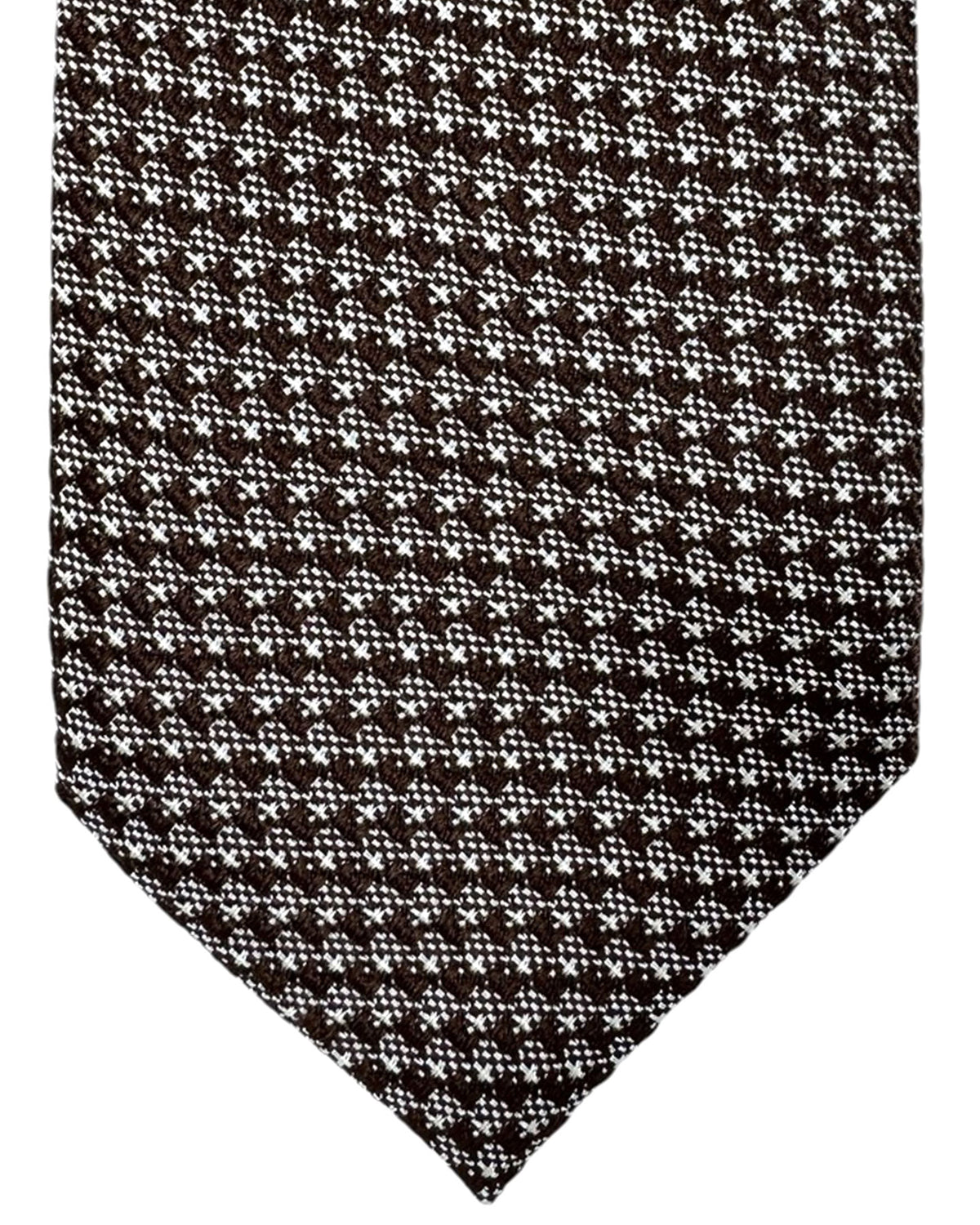 Tom Ford Tie Brown Silver Geometric