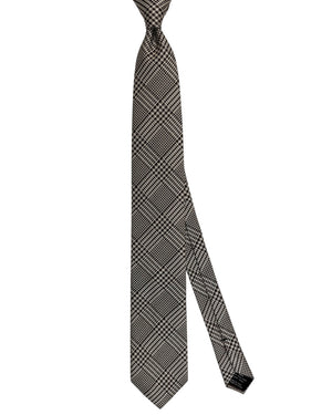 Tom Ford Silk Tie Dark Brown Houndstooth Glencheck