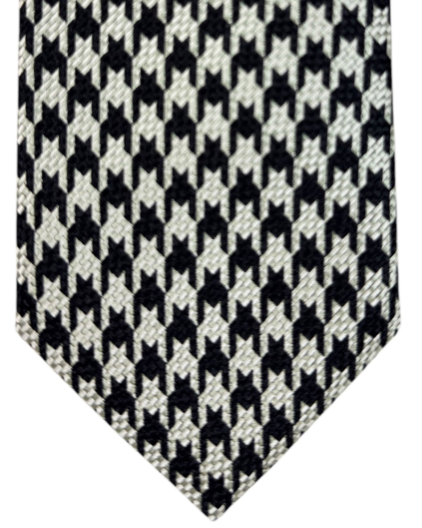 Tom Ford Tie Black Gray Silver Houndstooth Design