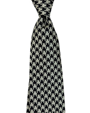 Tom Ford Tie Black Gray Silver Houndstooth Design