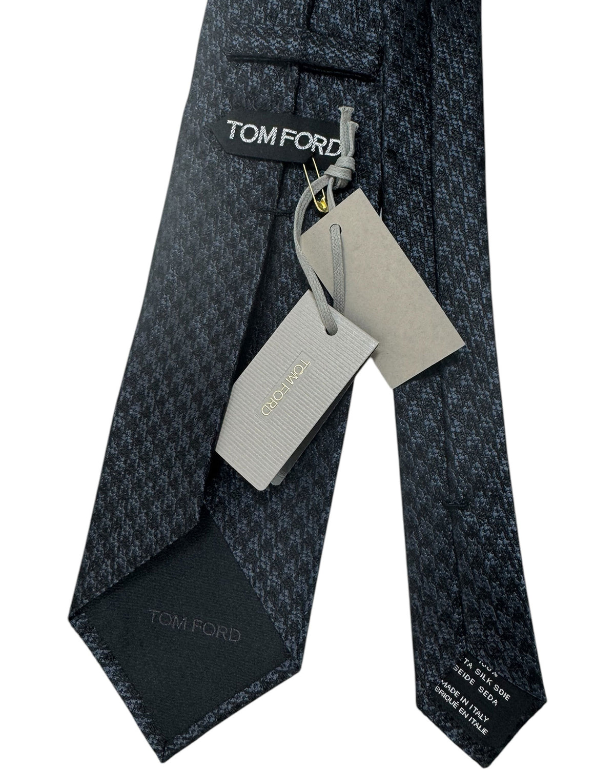 Tom Ford Tie Charcoal Gray Black Houndstooth