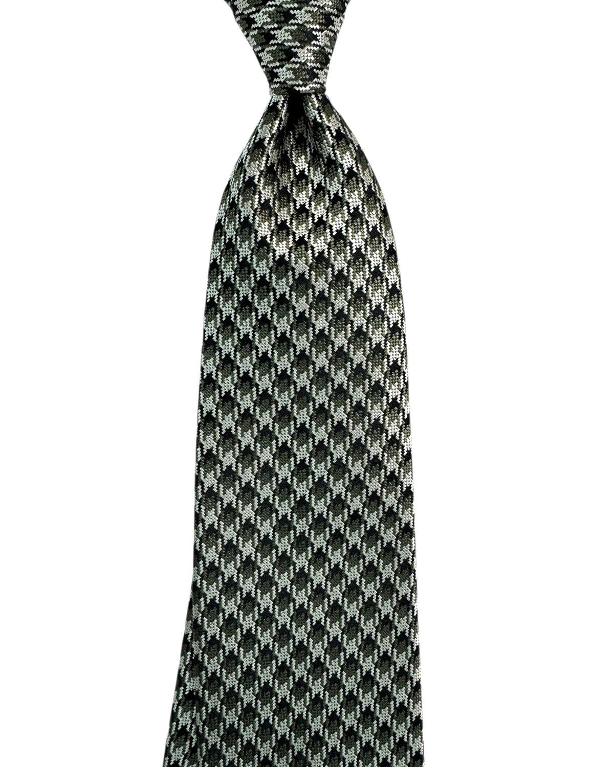 Tom Ford Tie Black Silver Forest Green Houndstooth