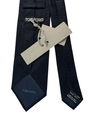 Tom Ford Tie Black Midnight Blue Herringbone