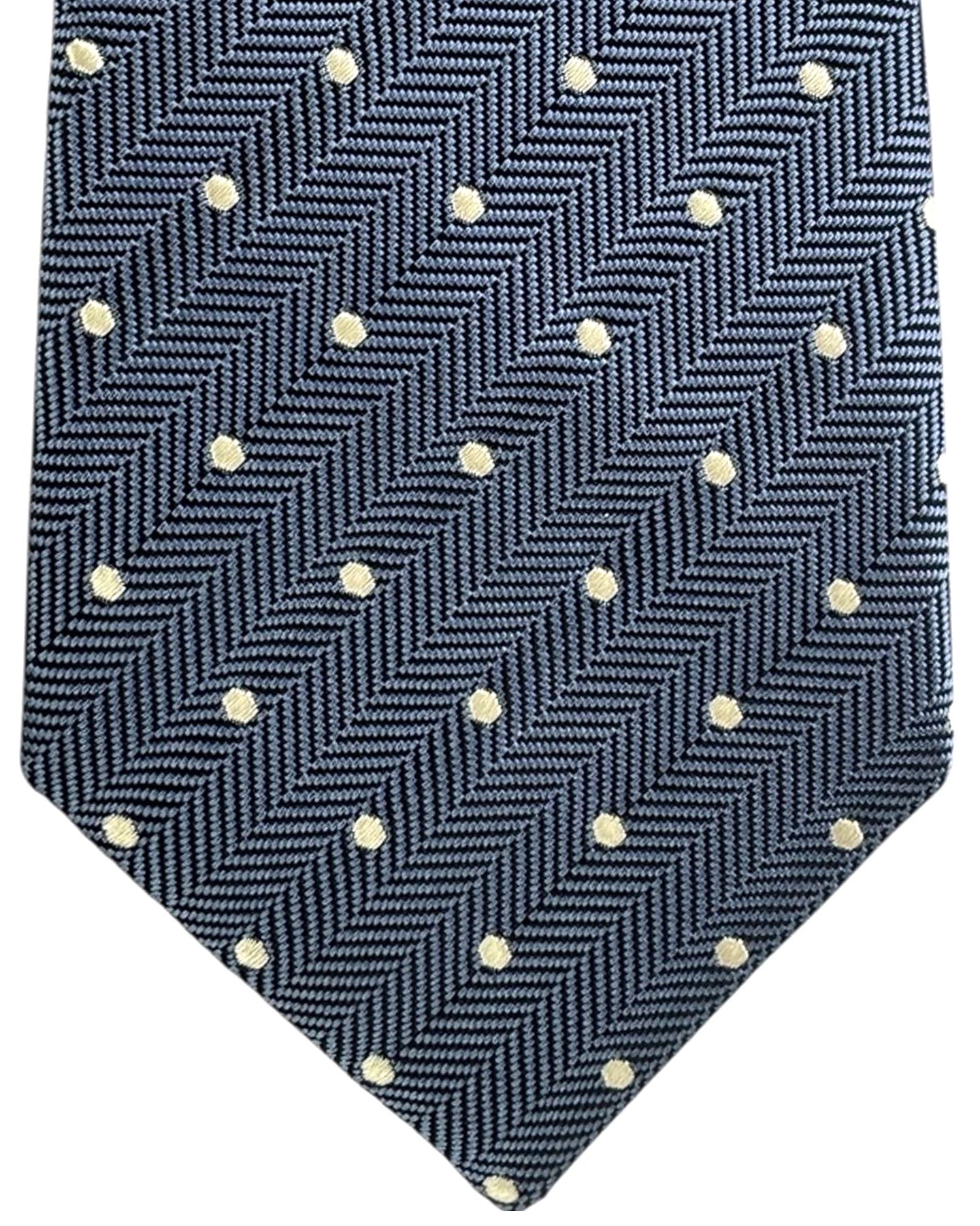 Tom Ford Tie Dark Blue silver Dots - Wide Necktie