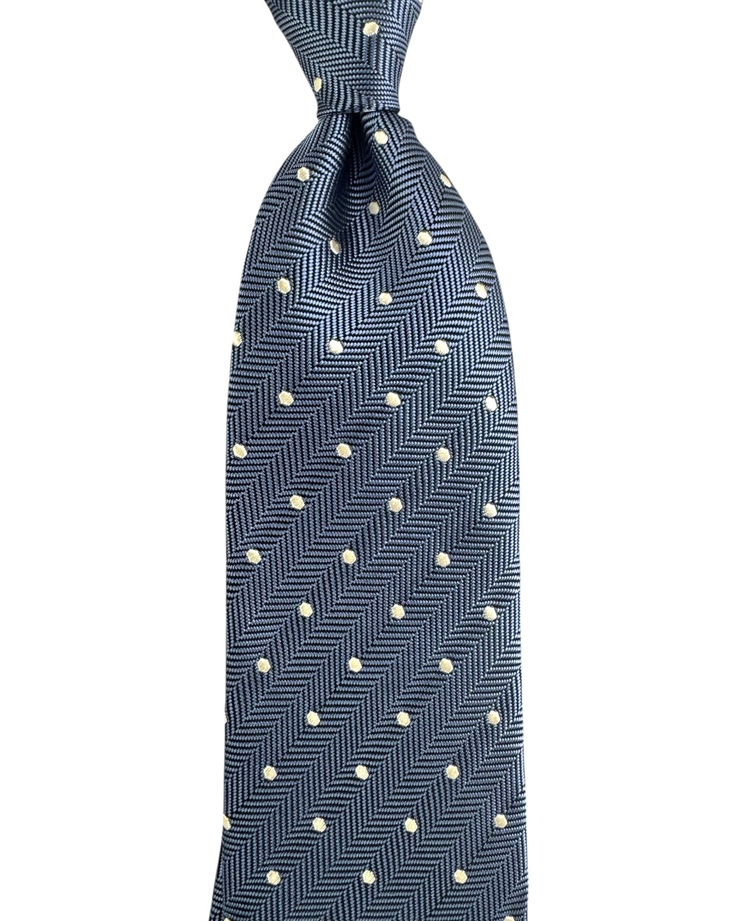 Tom Ford Tie Dark Blue silver Dots - Wide Necktie