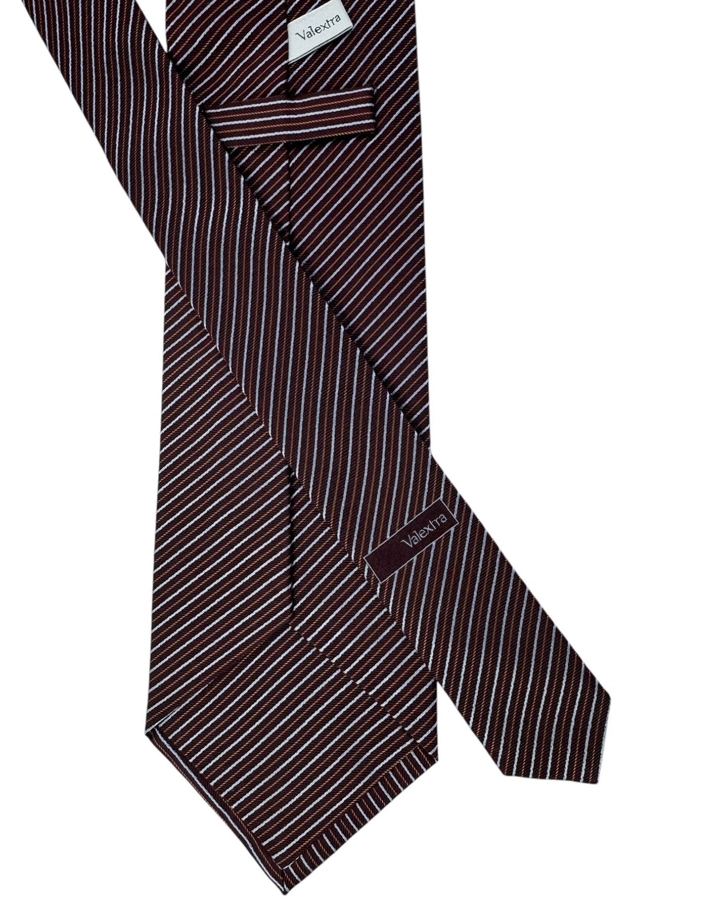 Valextra Silk Tie Maroon Stripes - Wide Necktie